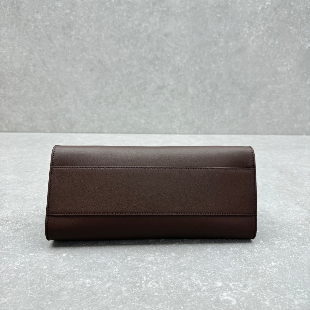 The Row 2025 Peggy Clutch 28cm Chocolate Leather