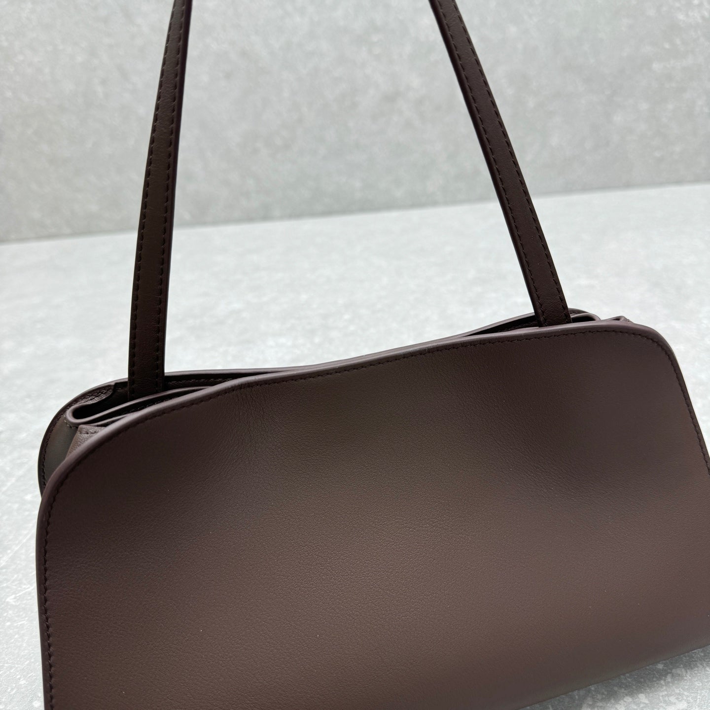 The Row 2025 Peggy Clutch 28cm Chocolate Leather