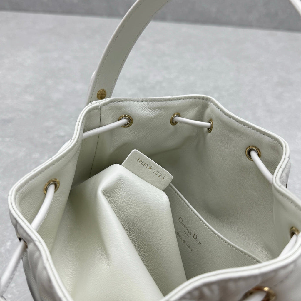Dior 2025 Coconut Bucket Bag 25cm White Lambskin