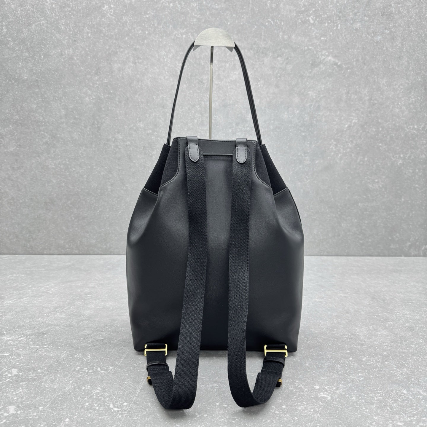 The Row 2025 Spring Backpack 38cm Black Leather Fabric