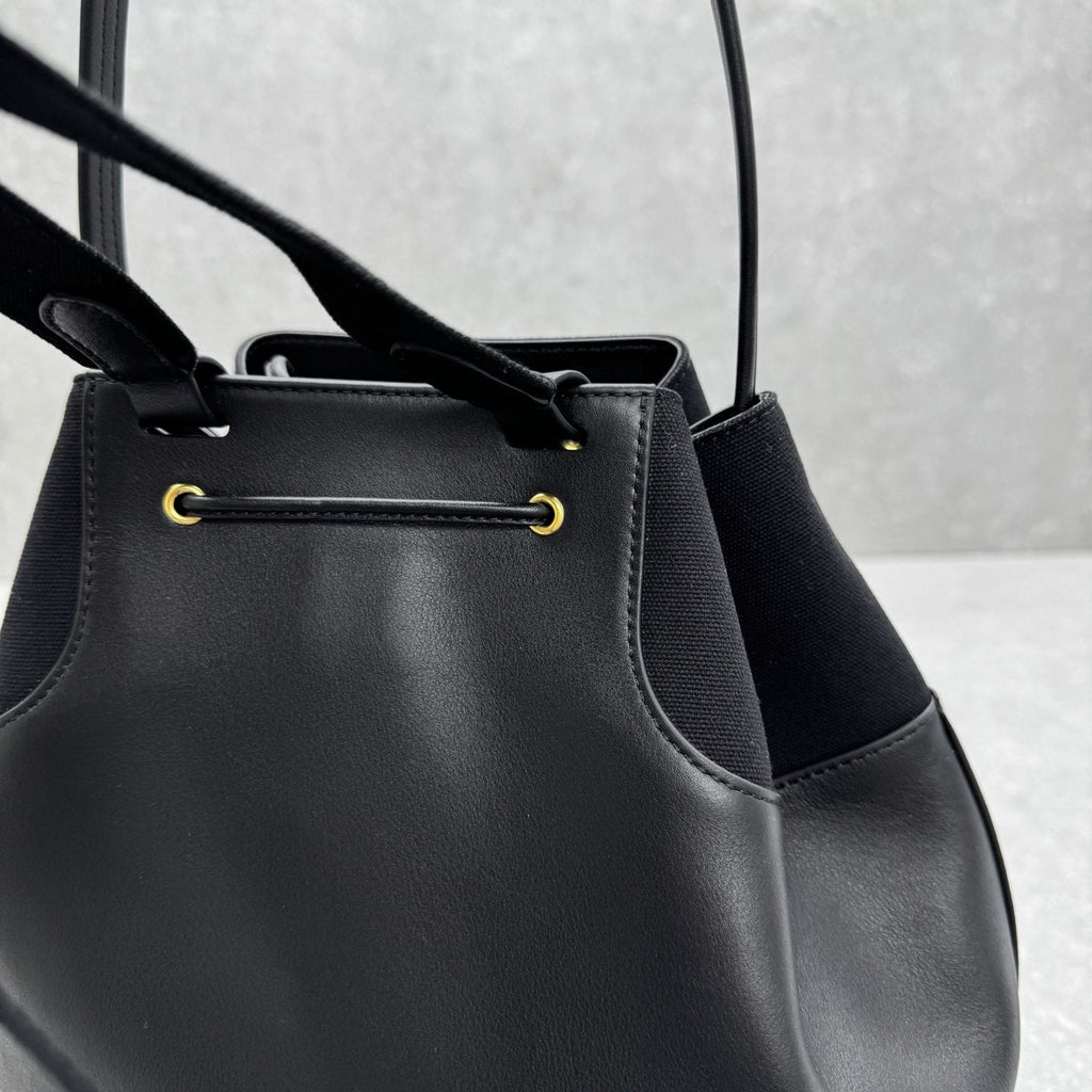 The Row 2025 Spring Backpack 38cm Black Leather Fabric