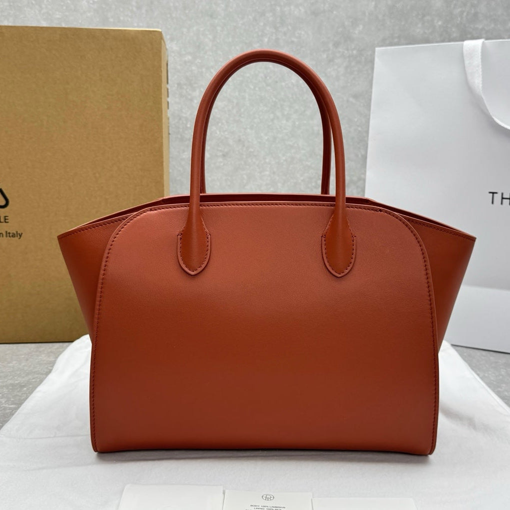 The Row 2025 Marlo 12 Bag 30cm Reddish Brown Leather