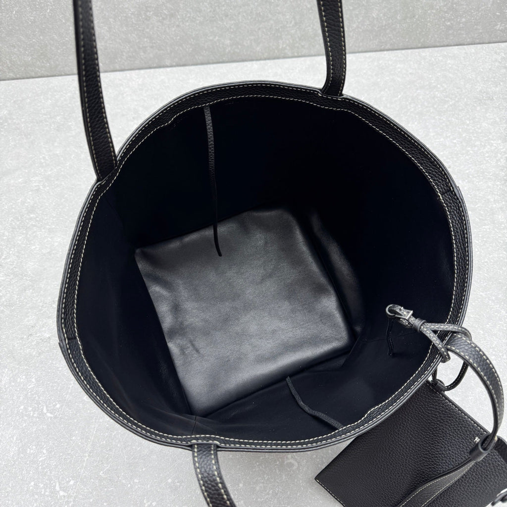 The Row 2025 Park Tote Stitch Bag Black 30cm Leather