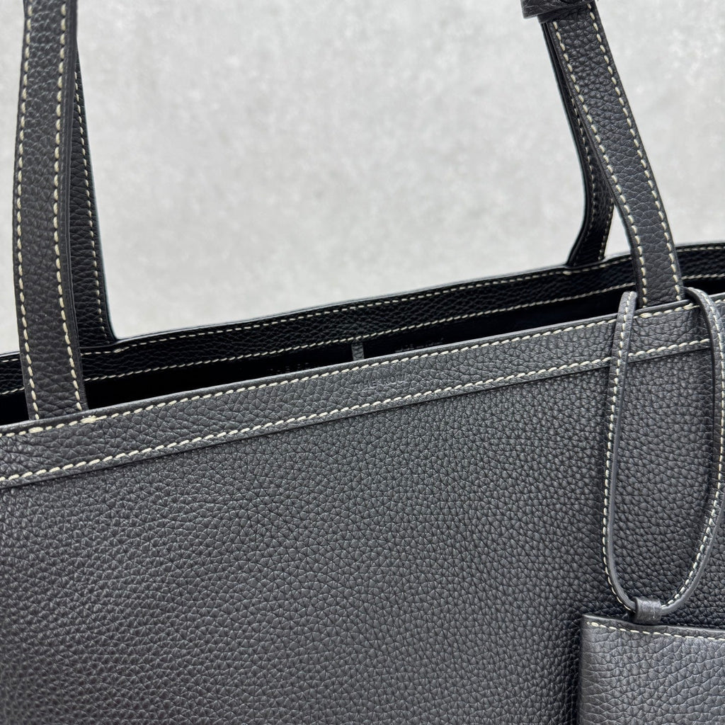 The Row 2025 Park Tote Stitch Bag Black 30cm Leather
