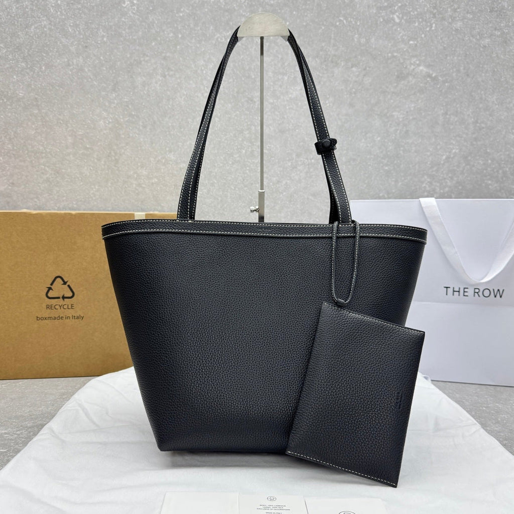 The Row 2025 Park Tote Stitch Bag Black 30cm Leather