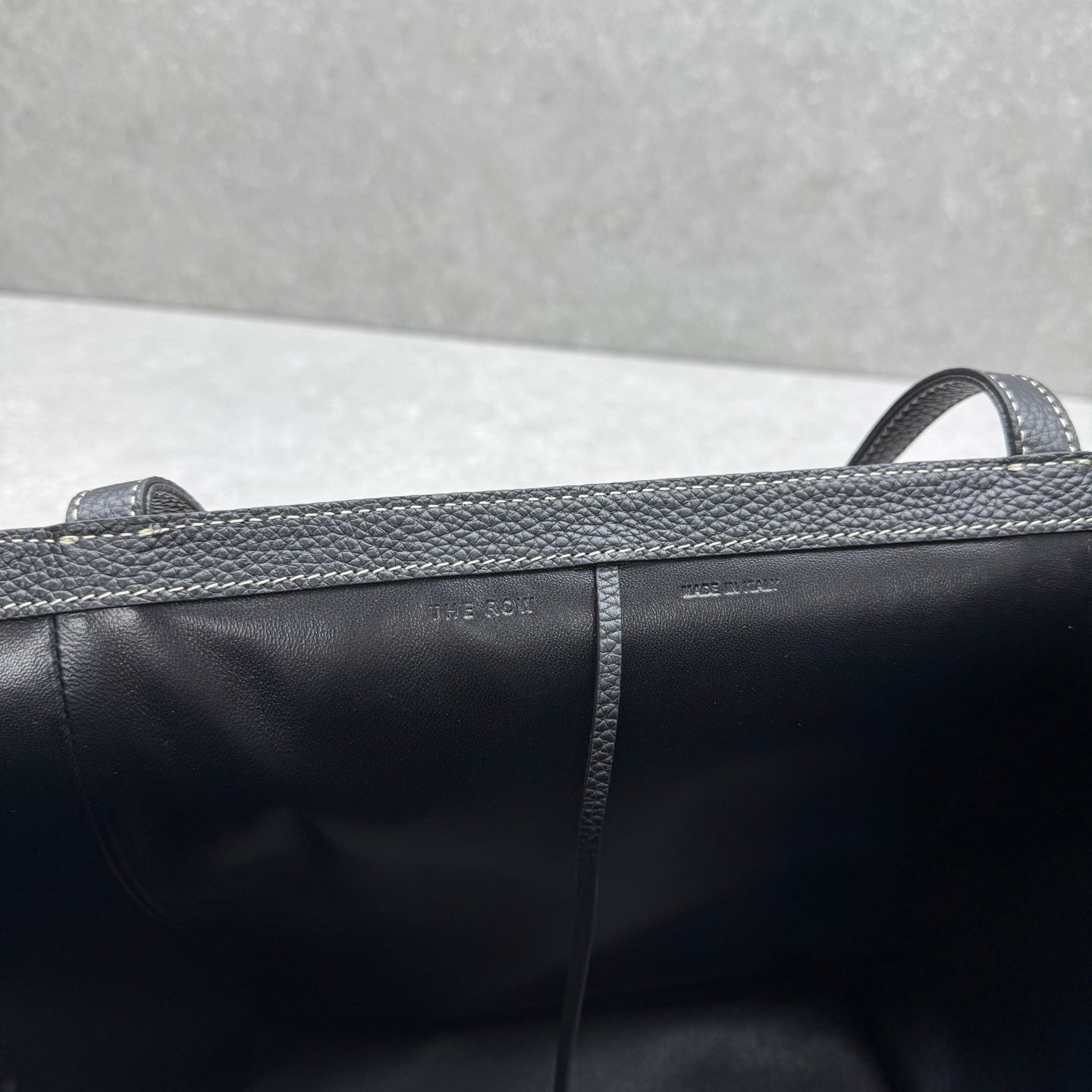 The Row 2025 Park Tote Stitch Bag Black 30cm Leather