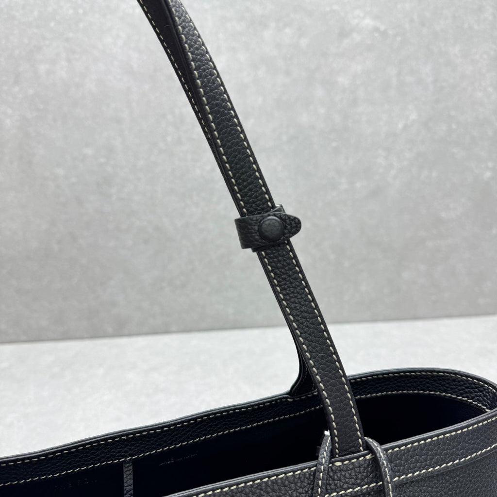 The Row 2025 Park Tote Stitch Bag Black 30cm Leather
