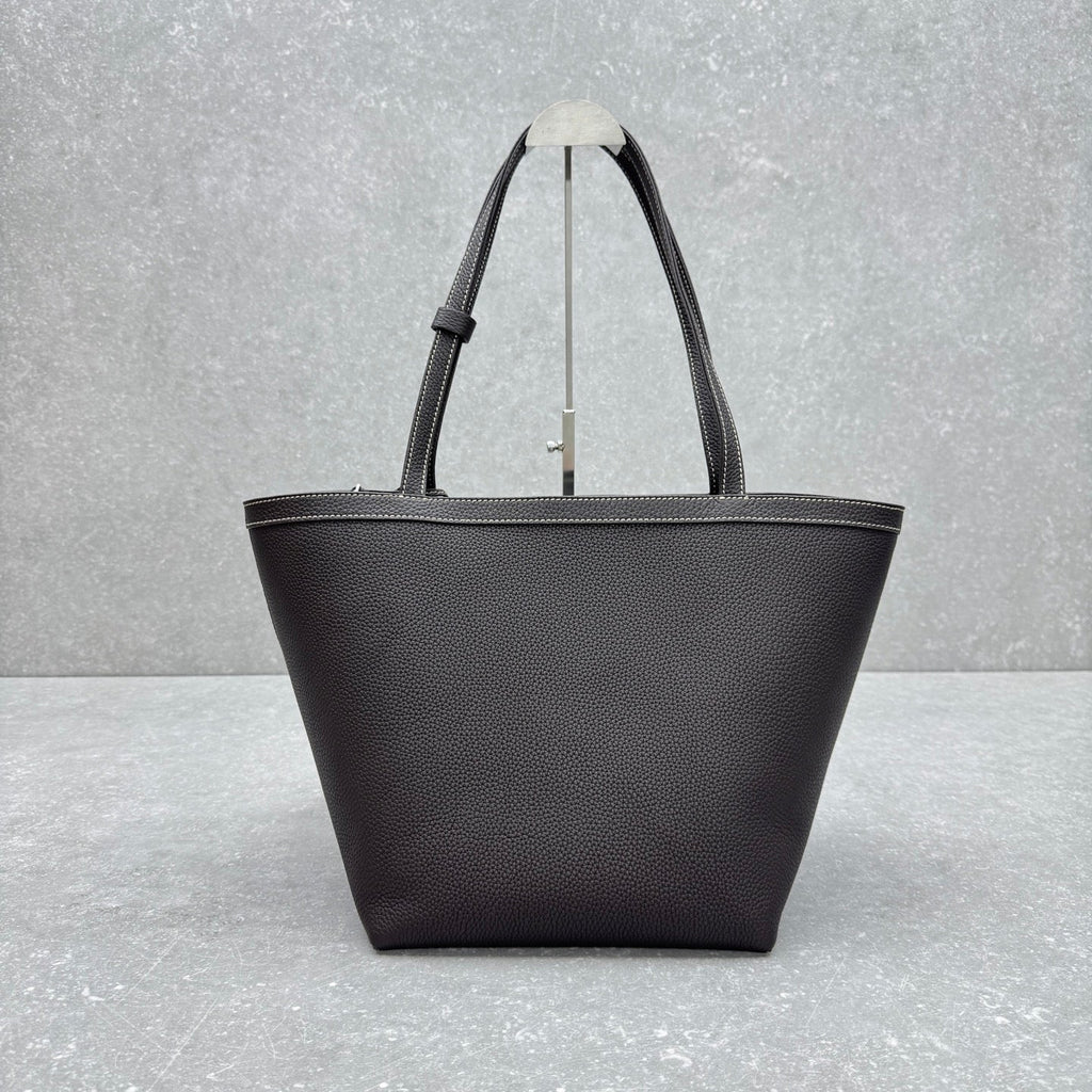 The Row 2025 Park Tote Stitch Bag Dark Brown 30cm Leather