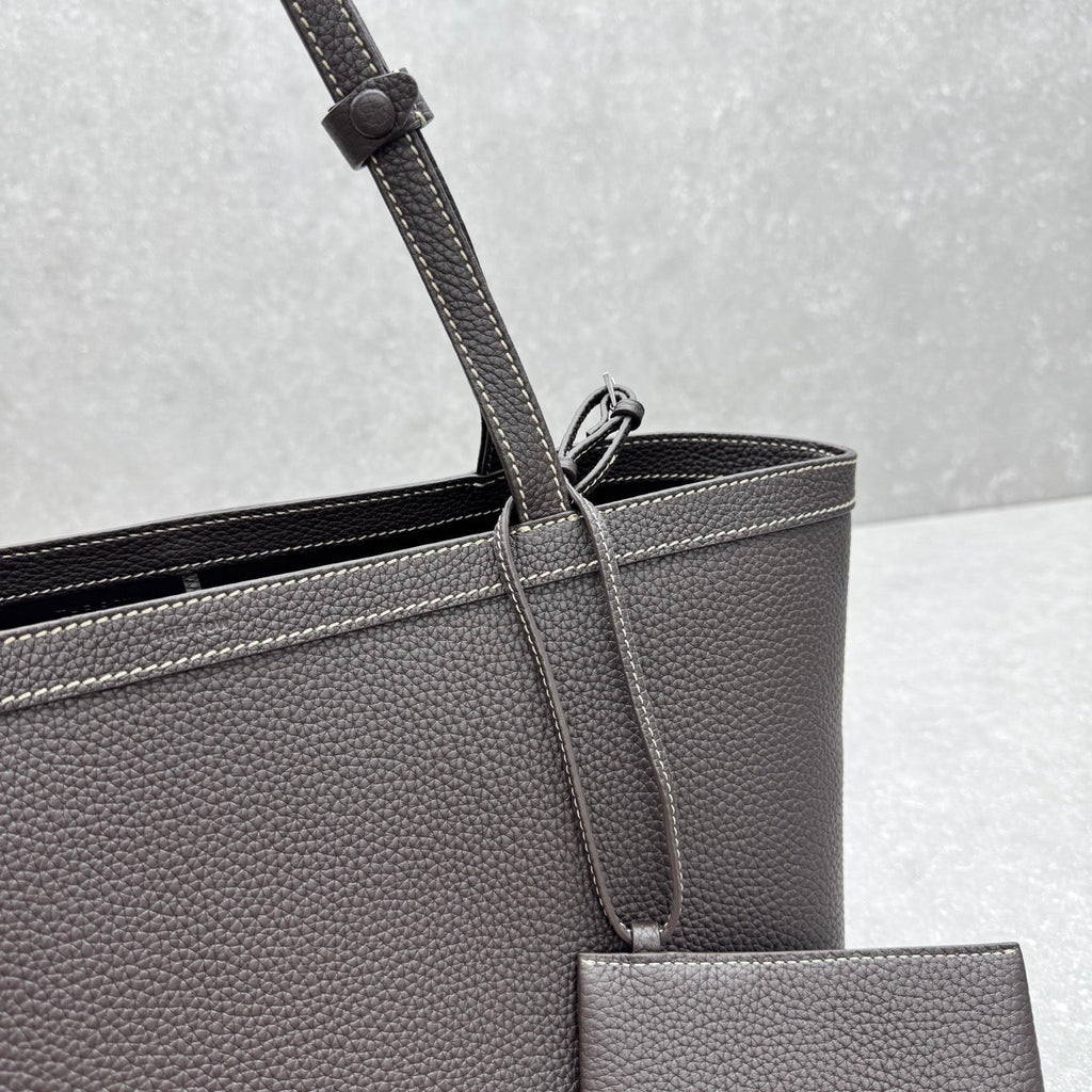 The Row 2025 Park Tote Stitch Bag Dark Brown 30cm Leather