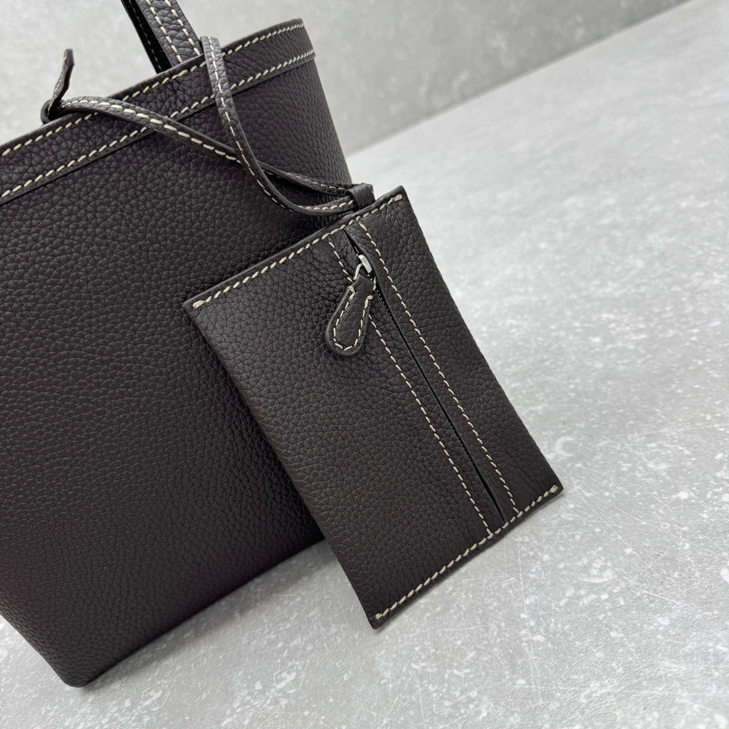 The Row 2025 Park Tote Stitch Bag Dark Brown 22cm Leather