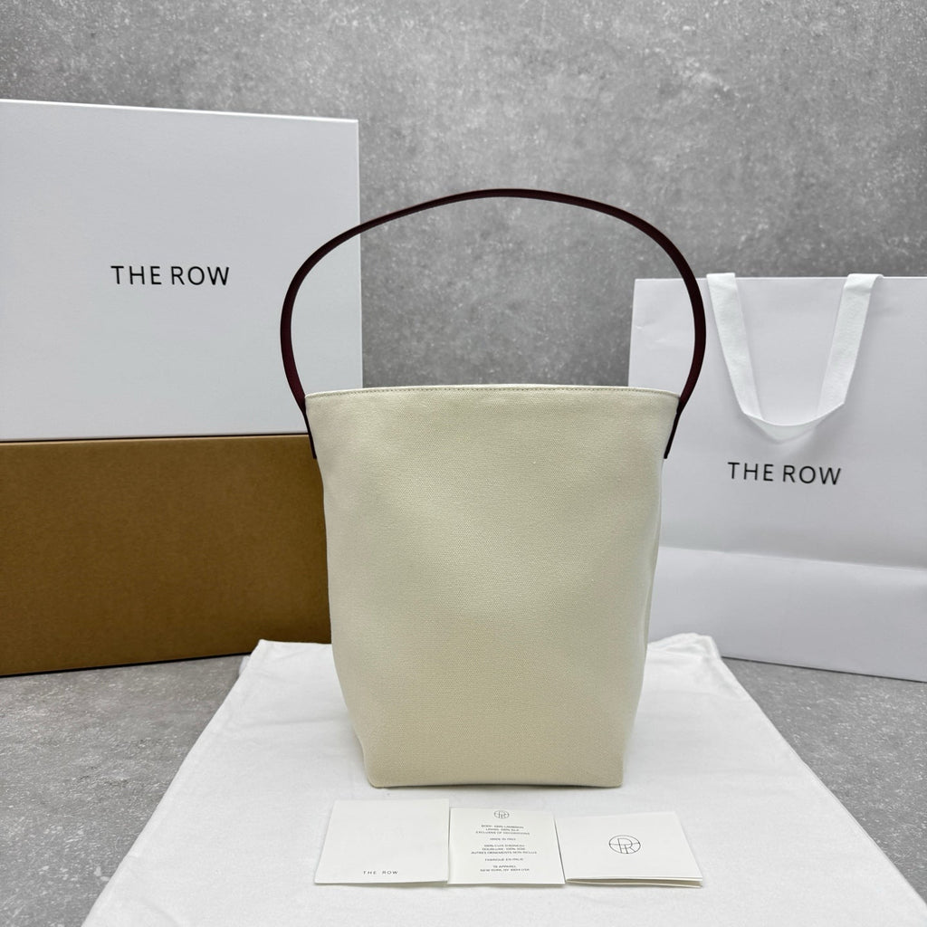 The Row 2025 N/S Park Tote Bag 30cm White Leather Canvas