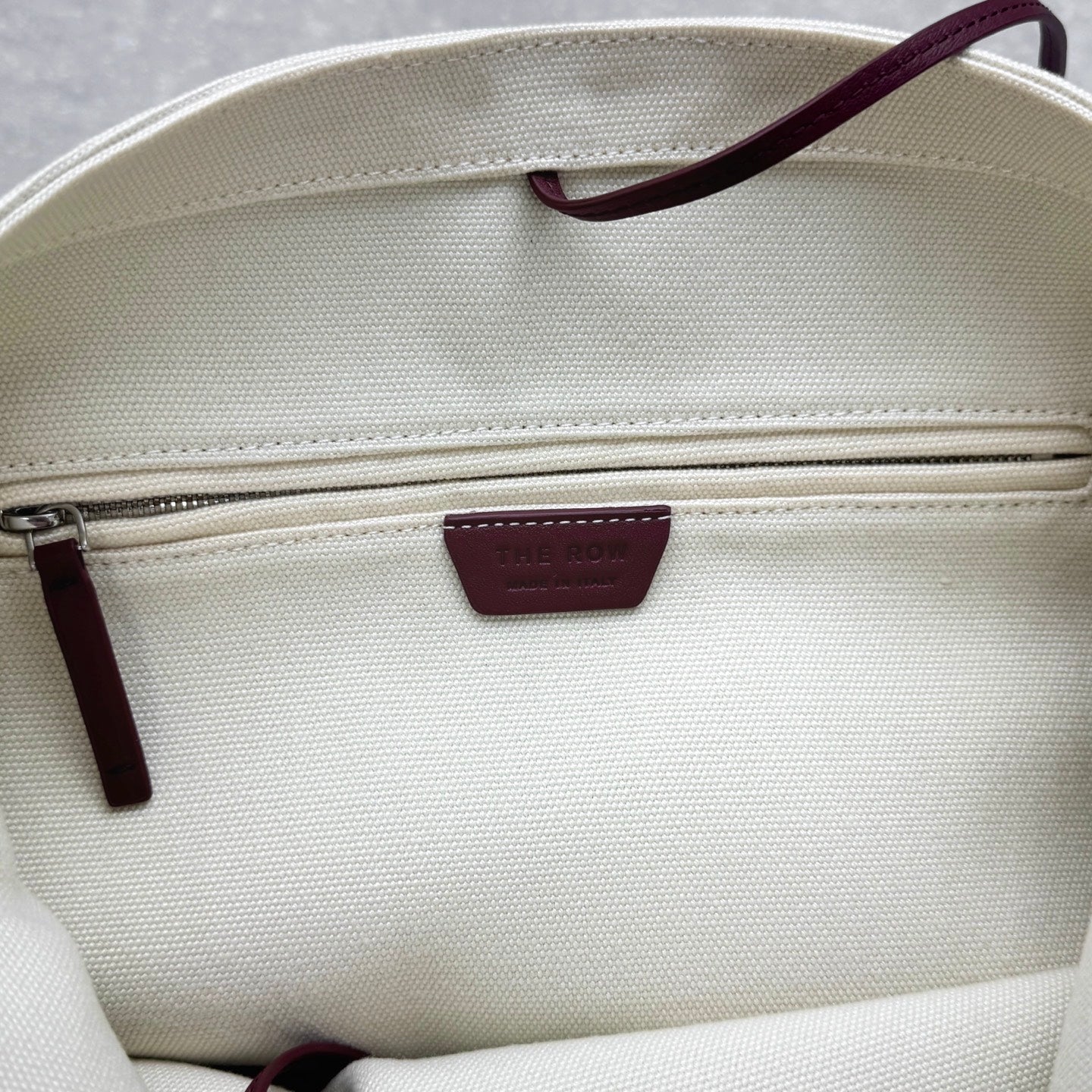 The Row 2025 N/S Park Tote Bag 30cm White Leather Canvas