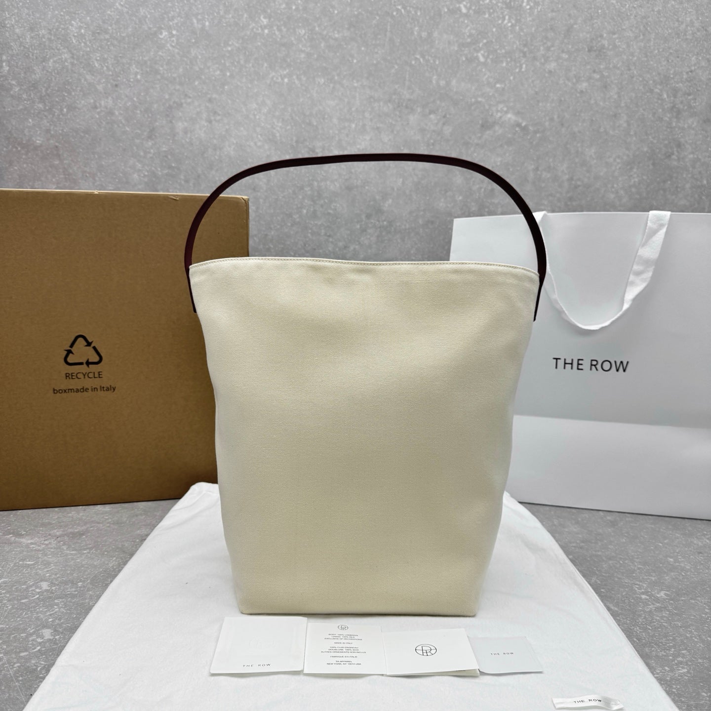 The Row 2025 Large N/S Park Tote Bag 43cm White Leather Canvas