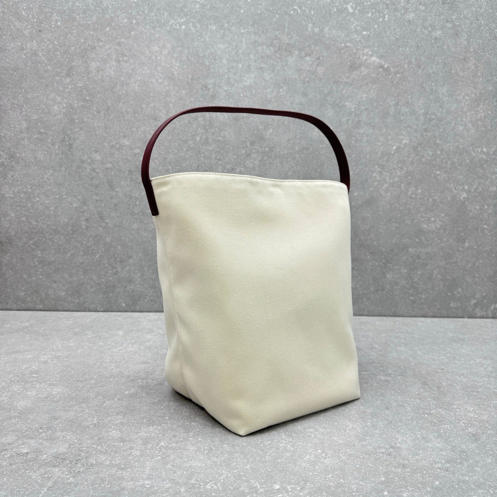The Row 2025 Large N/S Park Tote Bag 43cm White Leather Canvas