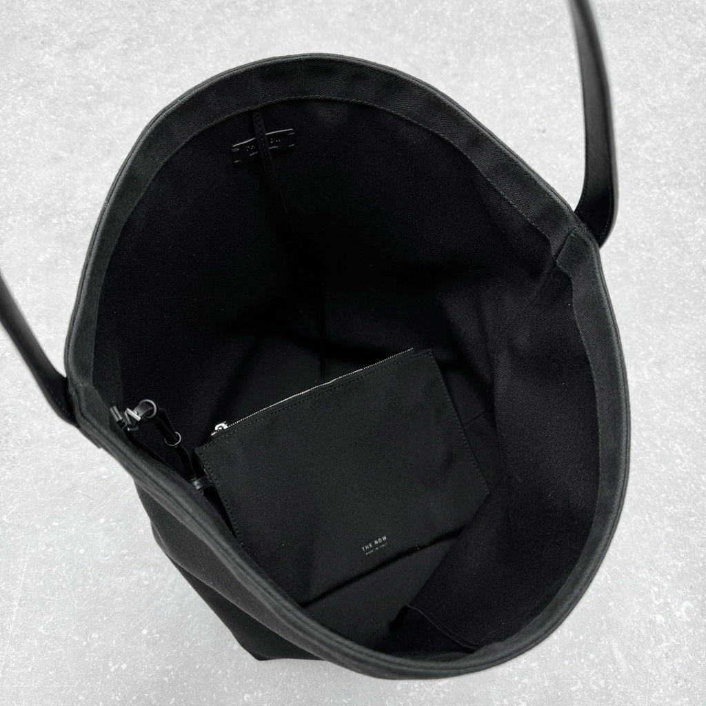 The Row 2025 Large N/S Park Tote Bag 43cm Black Leather Canvas