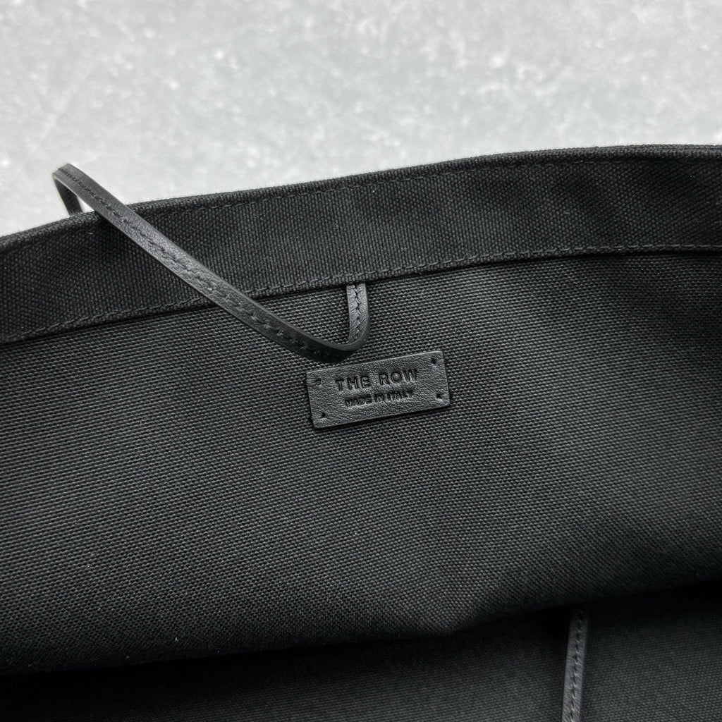 The Row 2025 Large N/S Park Tote Bag 43cm Black Leather Canvas