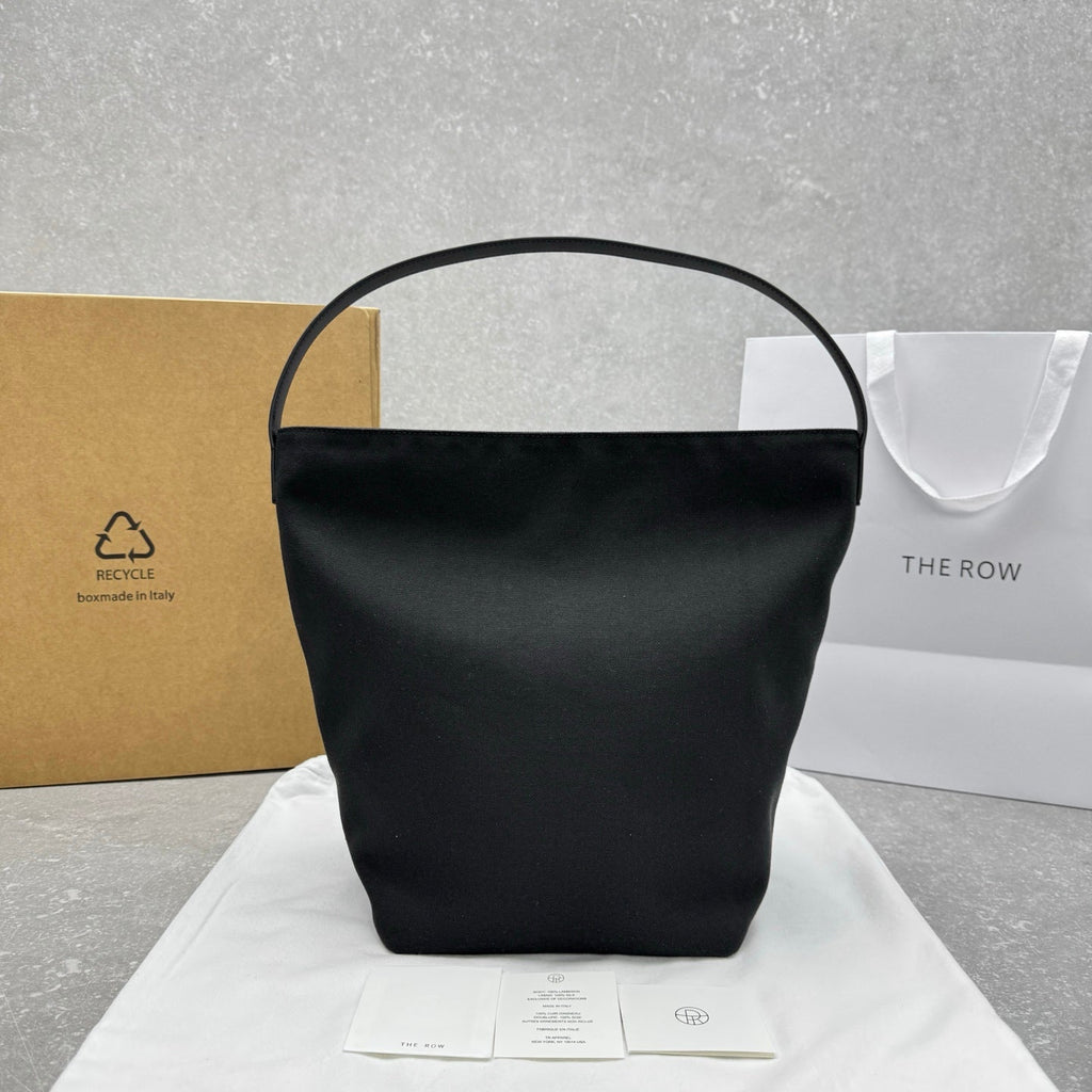 The Row 2025 Large N/S Park Tote Bag 43cm Black Leather Canvas