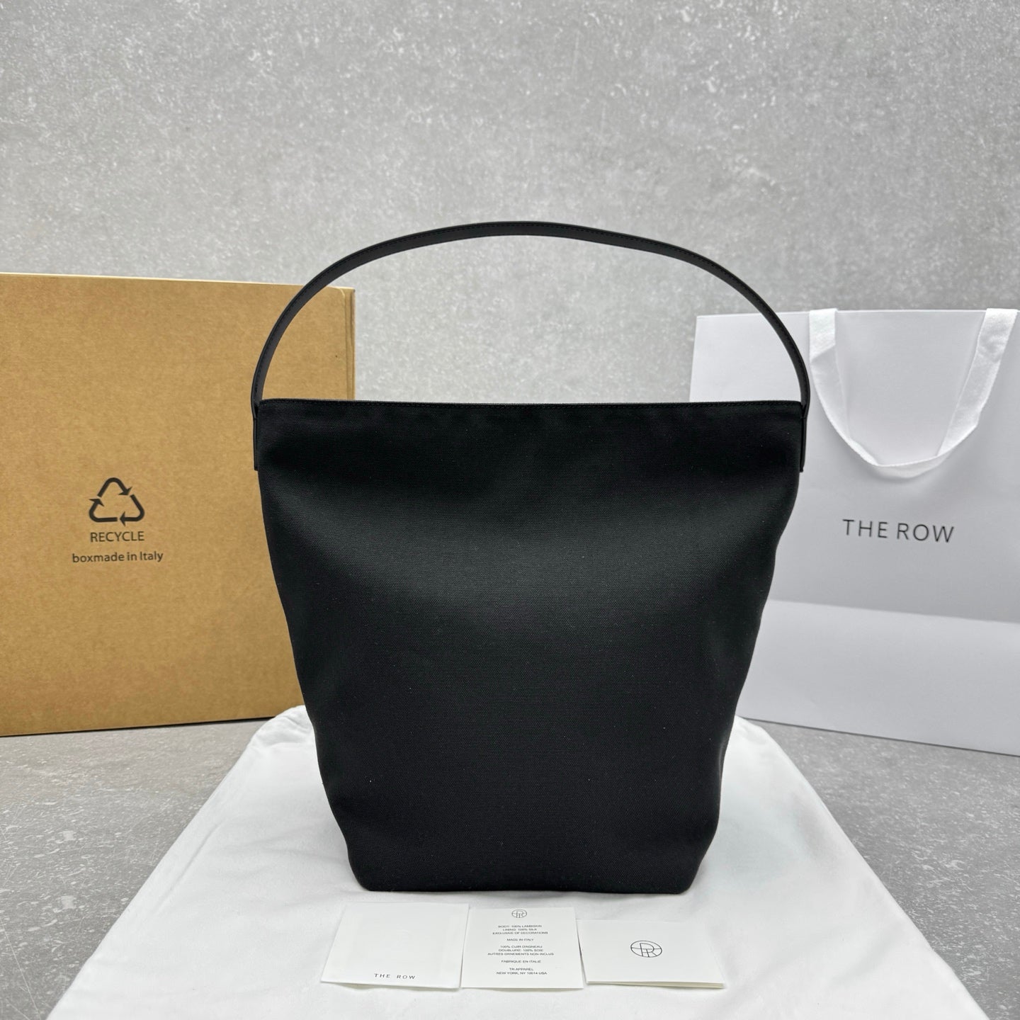 The Row 2025 Large N/S Park Tote Bag 43cm Black Leather Canvas