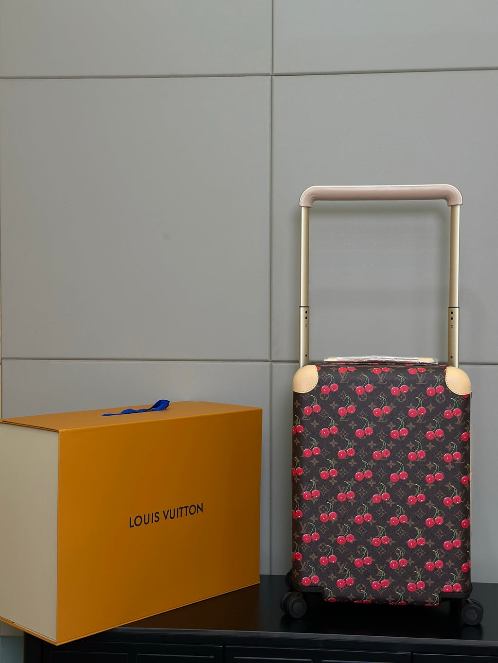 LV 2025 Horizon 55 Cherry Suitcase Brown Red Canvas Cowhide 273839