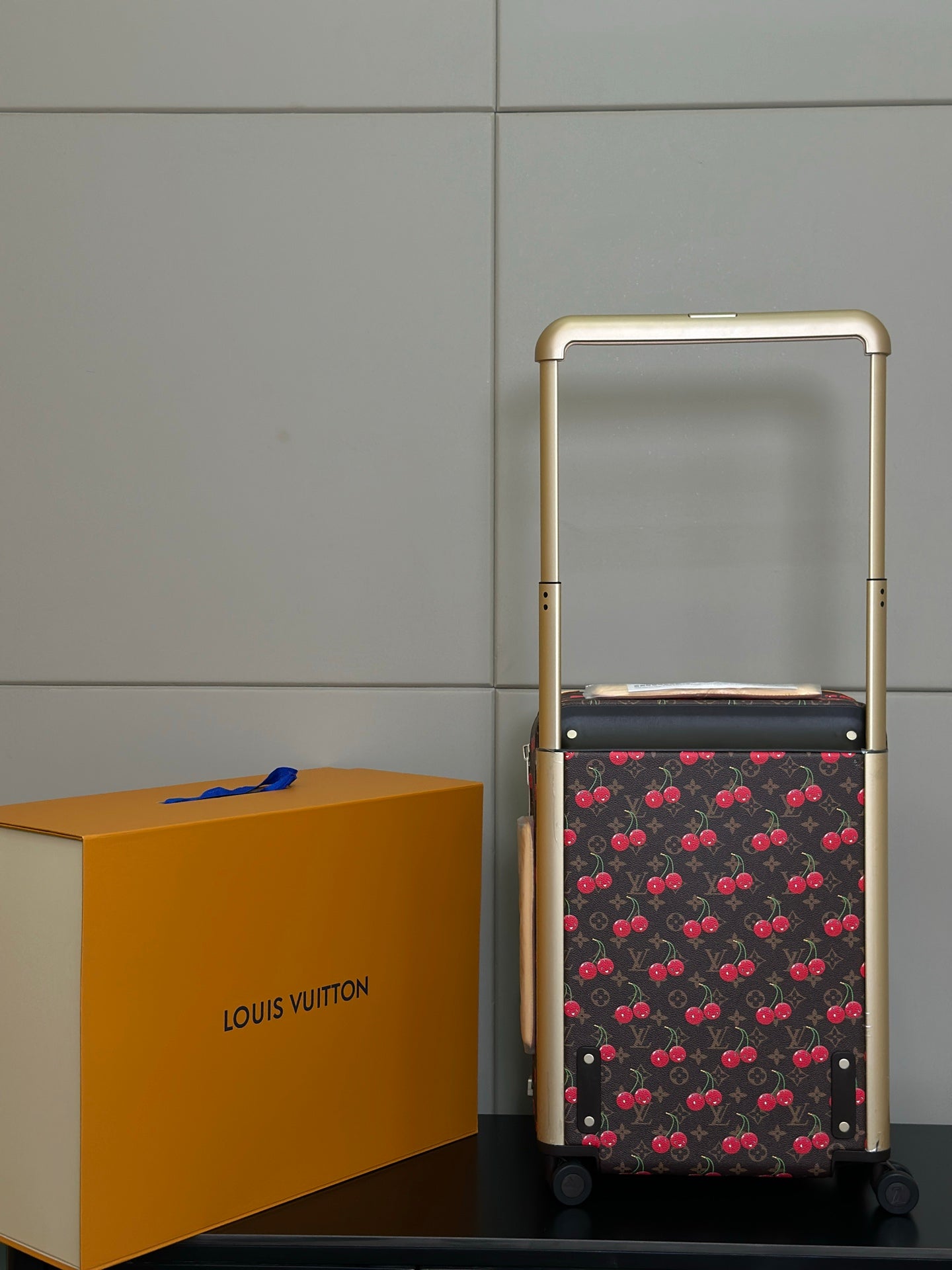 LV 2025 Horizon 55 Cherry Suitcase Brown Red Canvas Cowhide 273839