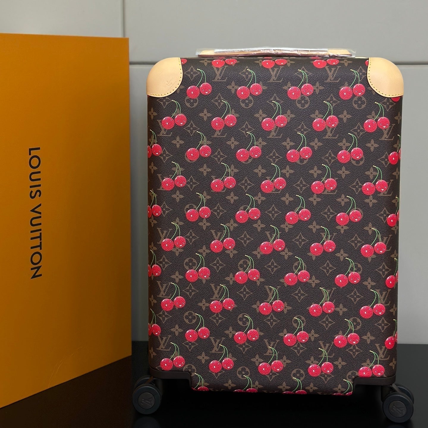 LV 2025 Horizon 55 Cherry Suitcase Brown Red Canvas Cowhide 273839