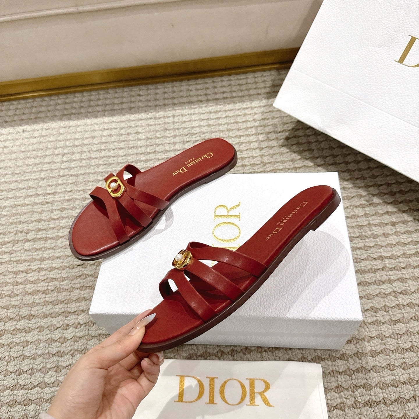 CD 30M Slide Red Calfskin 543739