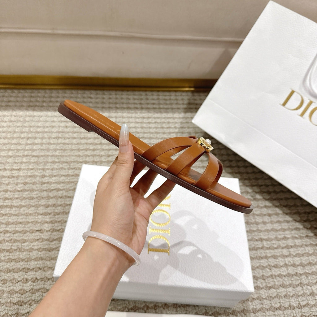 CD 30M Slide Brown Calfskin 543740