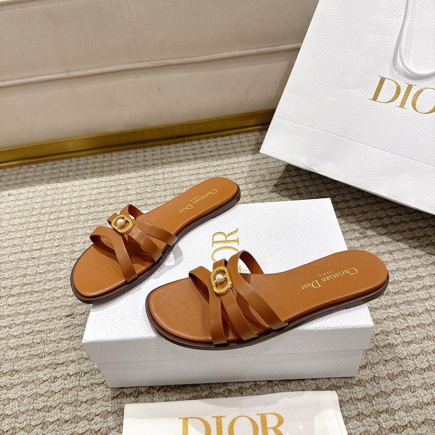 CD 30M Slide Brown Calfskin 543740