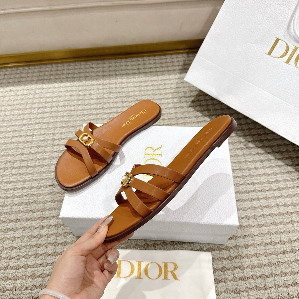 CD 30M Slide Brown Calfskin 543740