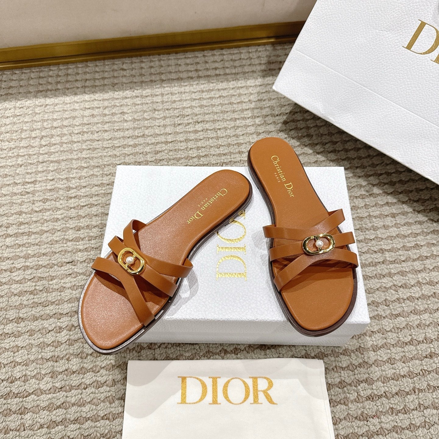 CD 30M Slide Brown Calfskin 543740