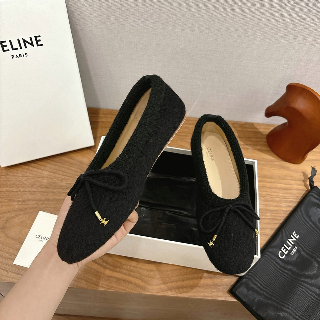 Celine 25 Ballet Flat Black Blend Knitted Wool 541479