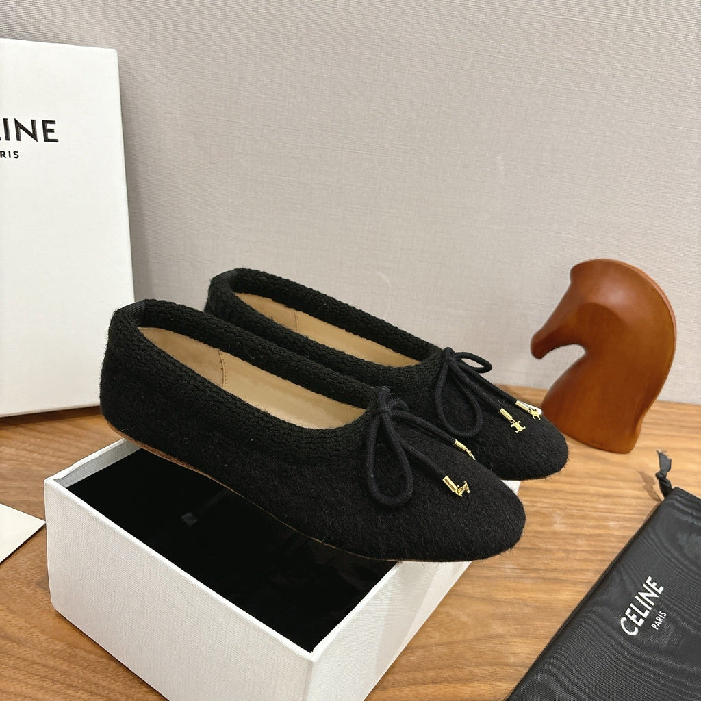 Celine 25 Ballet Flat Black Blend Knitted Wool 541479