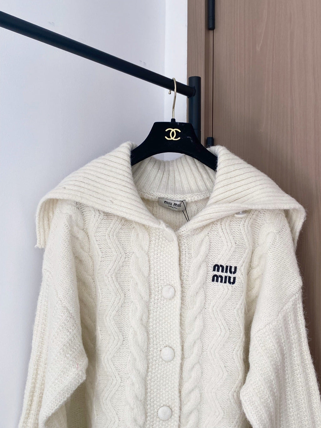 Miumiu 2025 Cardigan White Wool Polyester