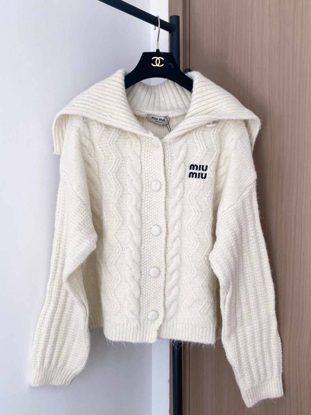 Miumiu 2025 Cardigan White Wool Polyester