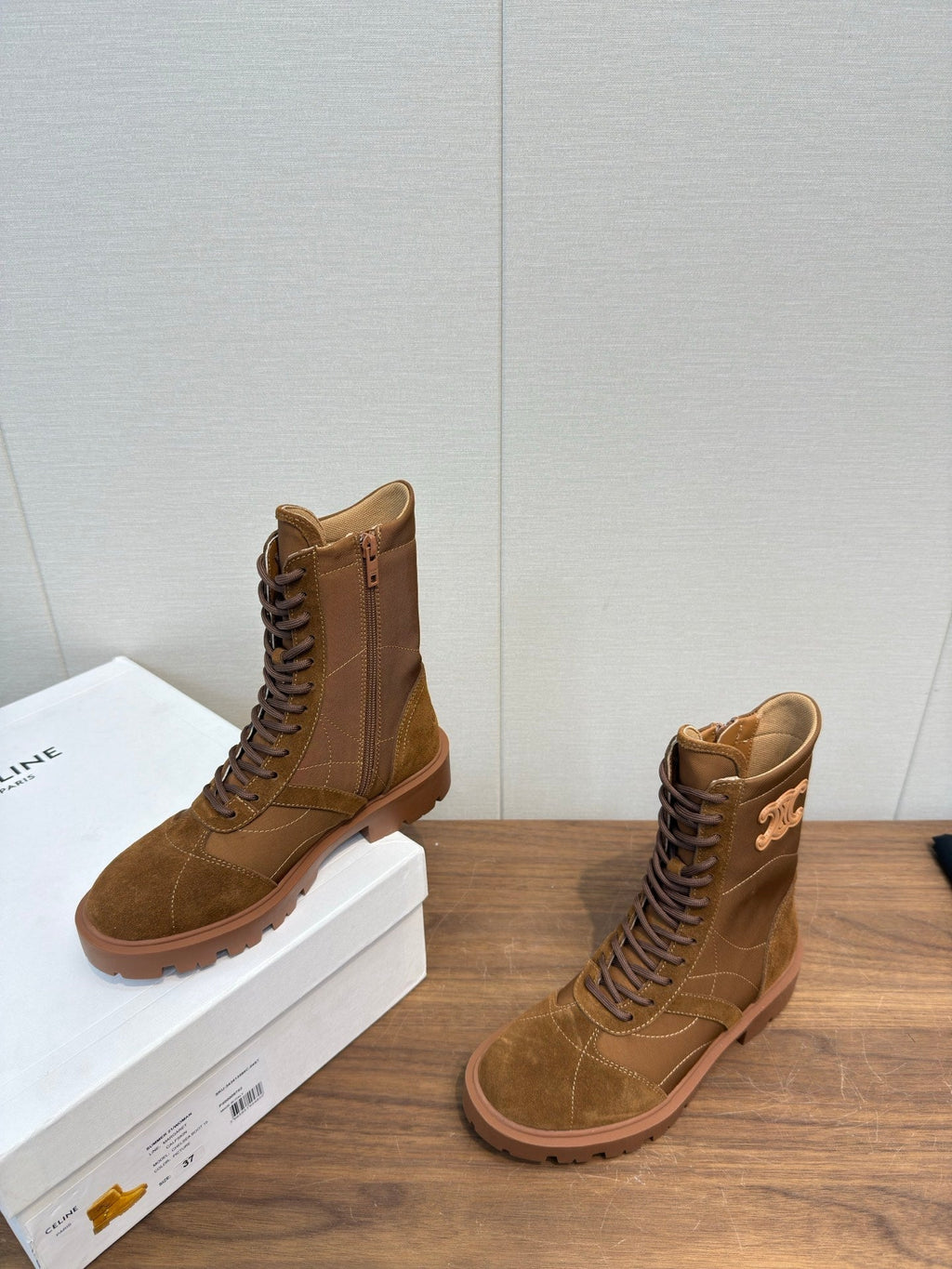 Celine 25 Boot Brown Suede Leather 552394