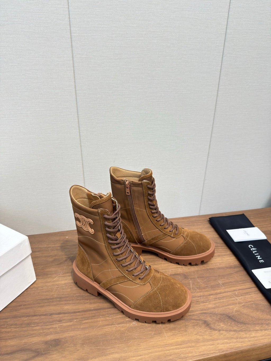 Celine 25 Boot Brown Suede Leather 552394