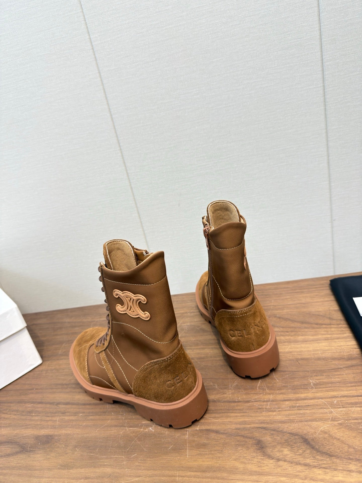 Celine 25 Boot Brown Suede Leather 552394