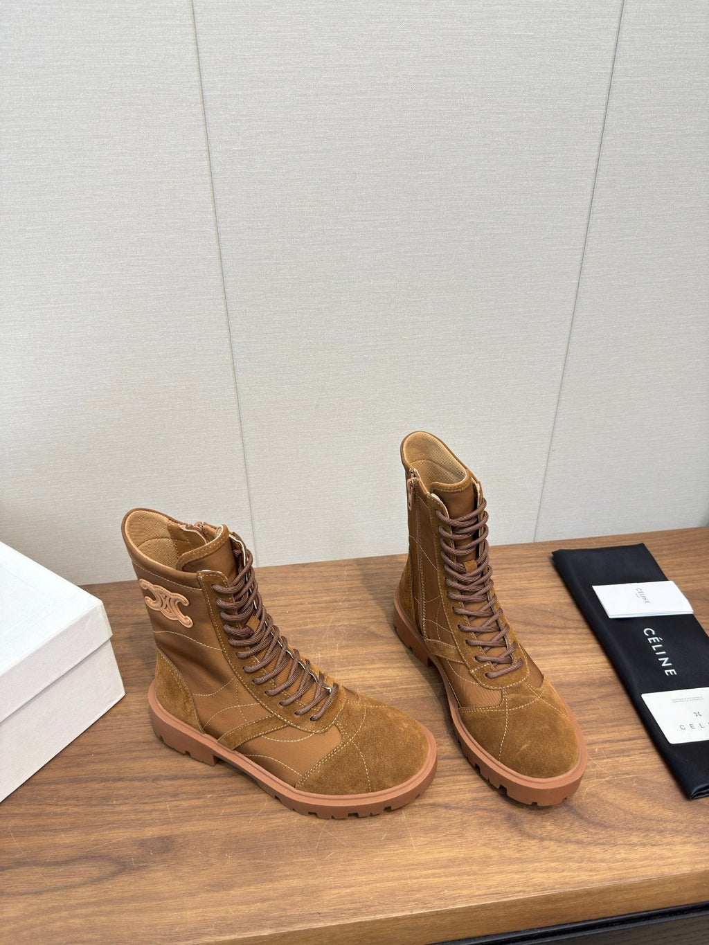 Celine 25 Boot Brown Suede Leather 552394