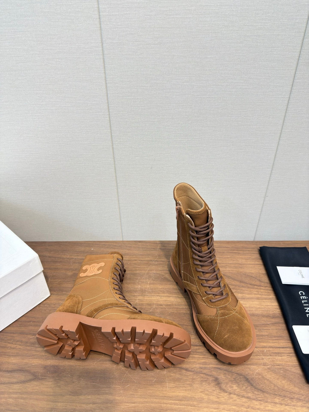 Celine 25 Boot Brown Suede Leather 552394