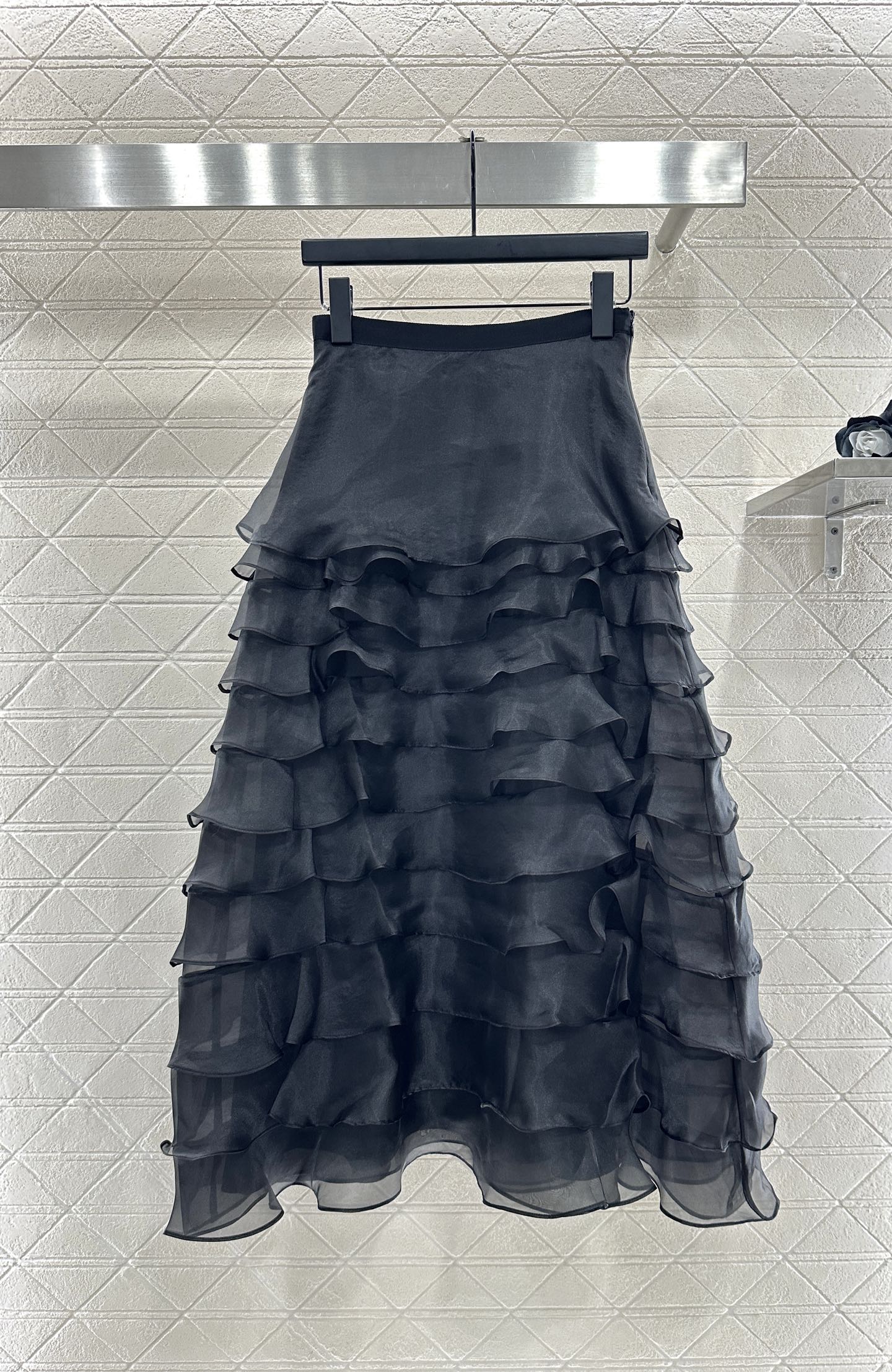 Dior 2025 High-waisted Tulle Skirt Black Polyester 321318