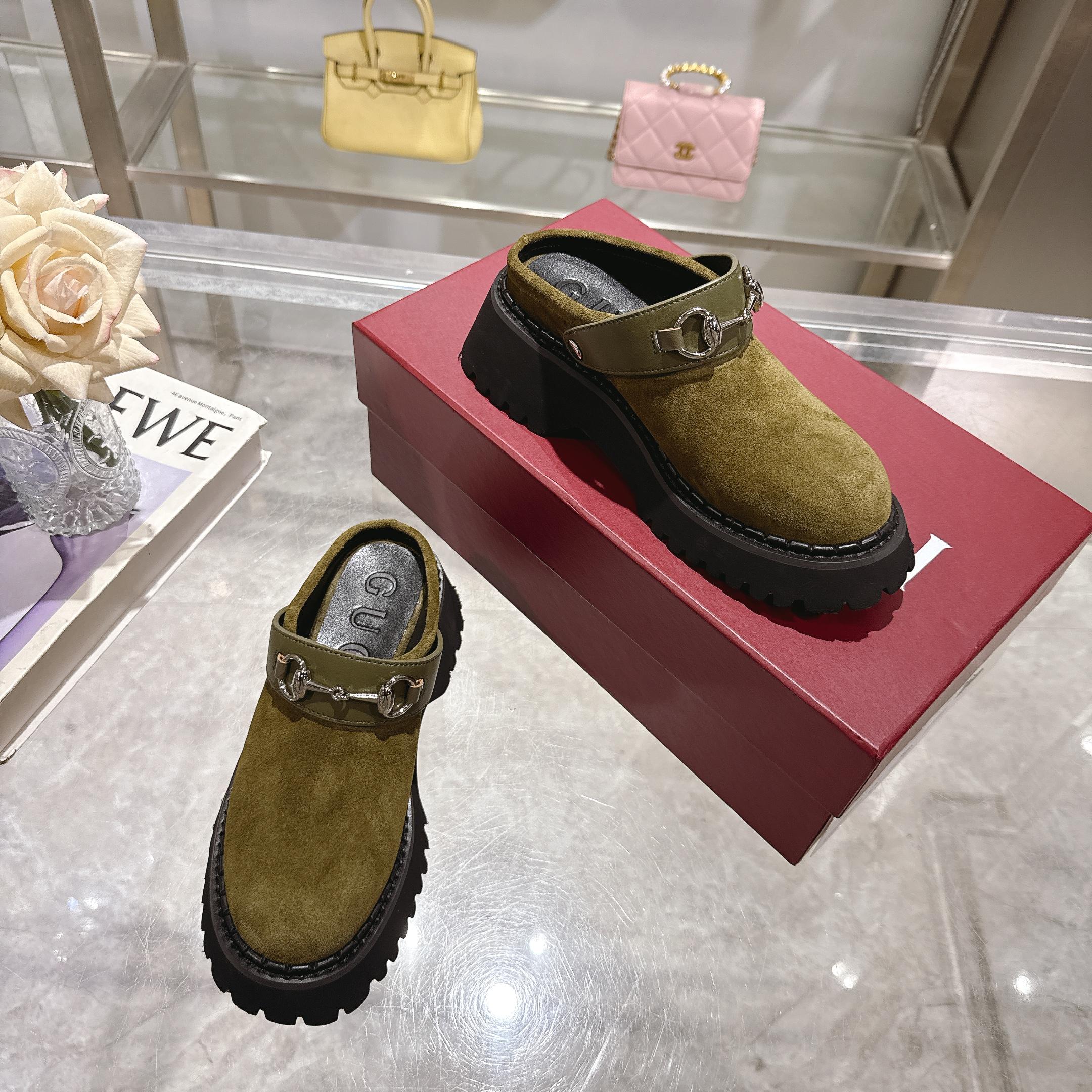 GG 2025 Horsebit Dark Green mix Black Suede Sheepskin 416544