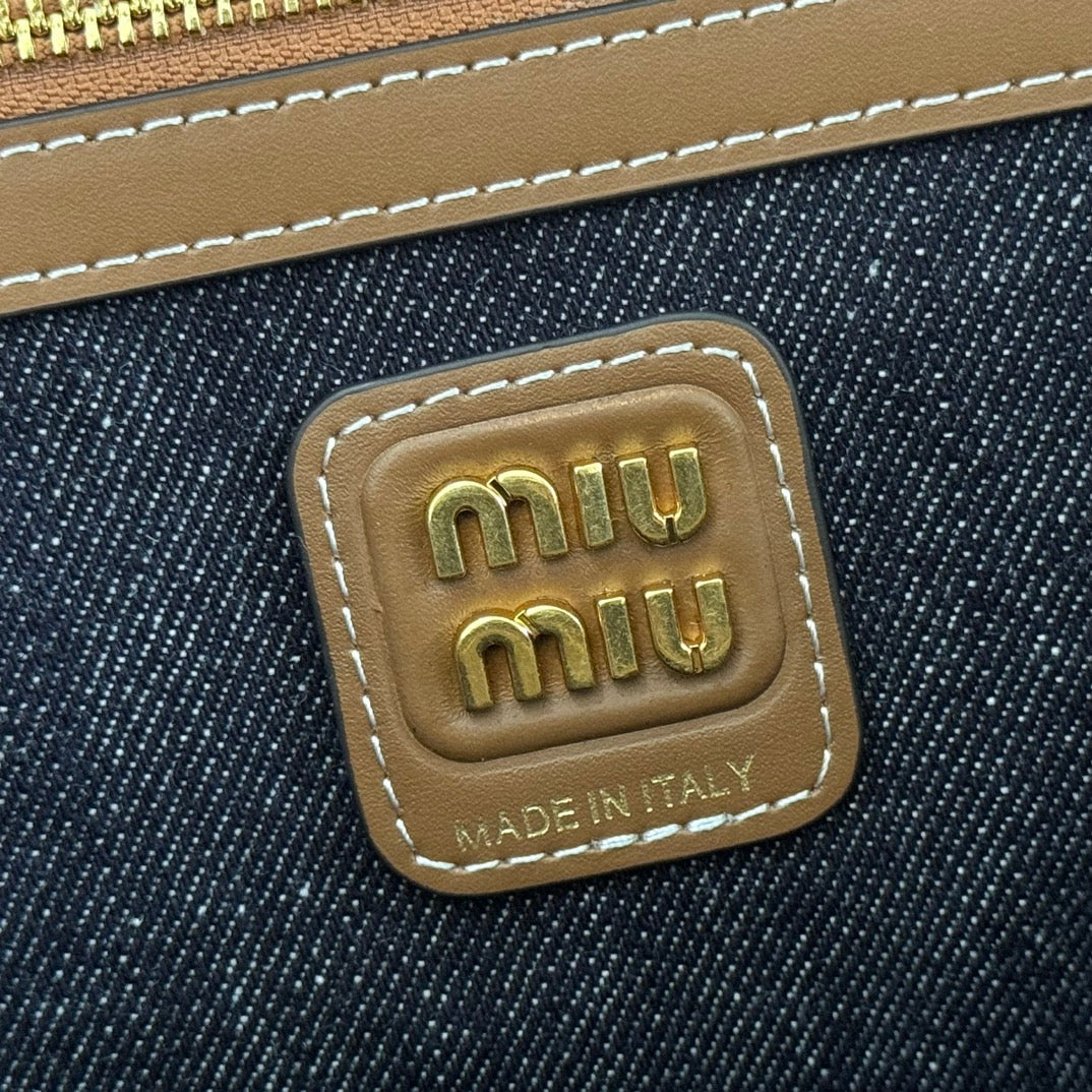 Miu Beau Large Bag 34cm Dark Blue Cotton 257979