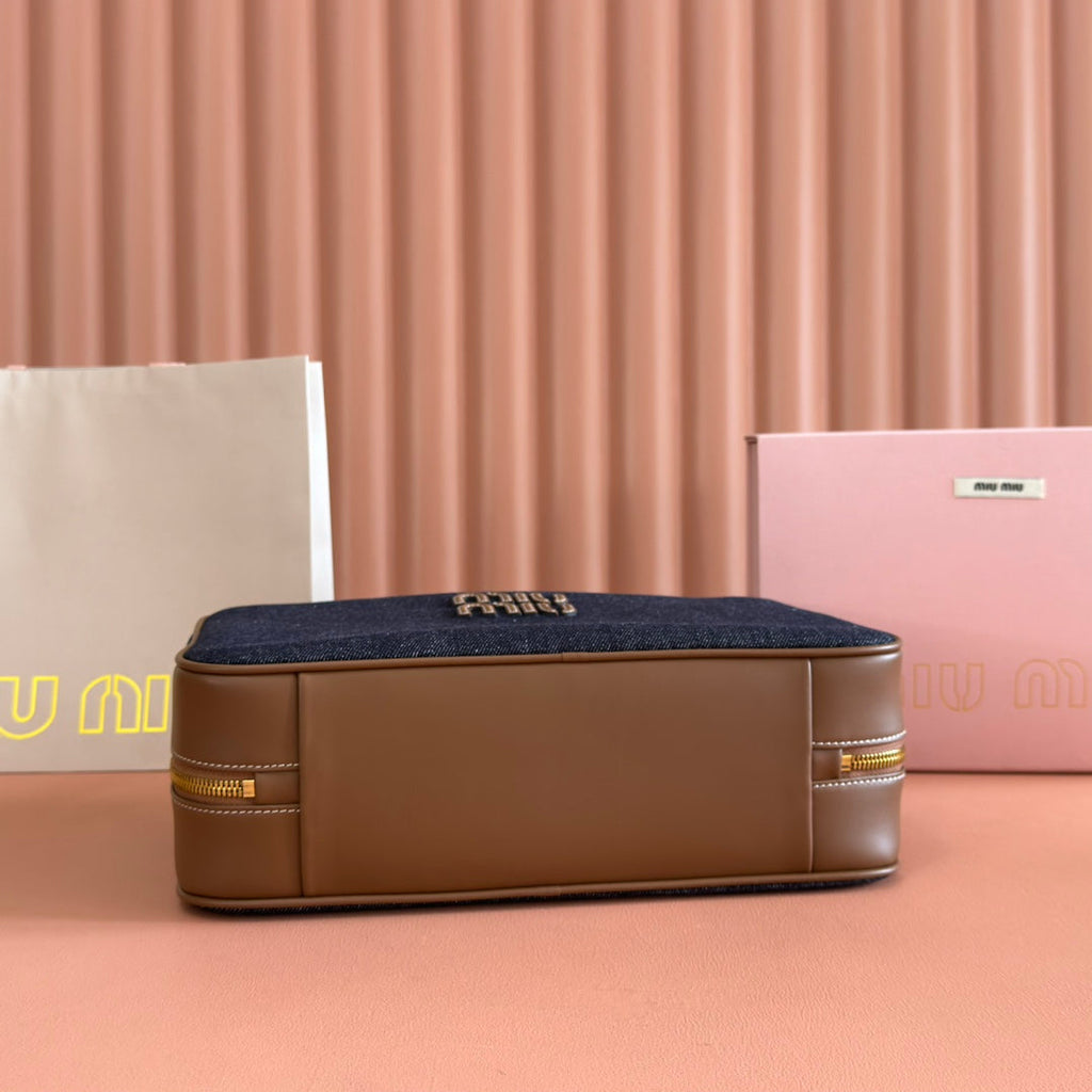 Miu Beau Large Bag 34cm Dark Blue Cotton 257979