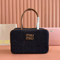 Miu Beau Large Bag 34cm Dark Blue Cotton 257979