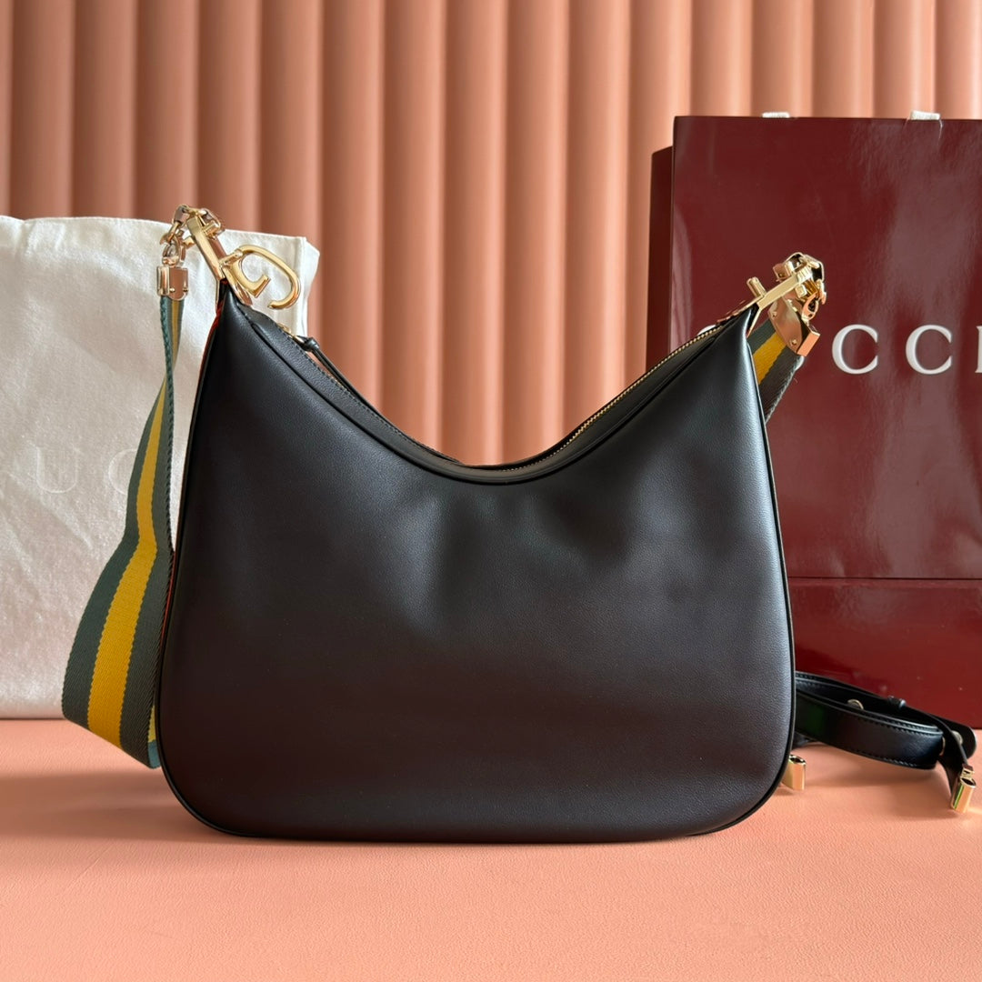 GG 2025 Attache Shoulder Bag Black Calfskin Canvas 273666