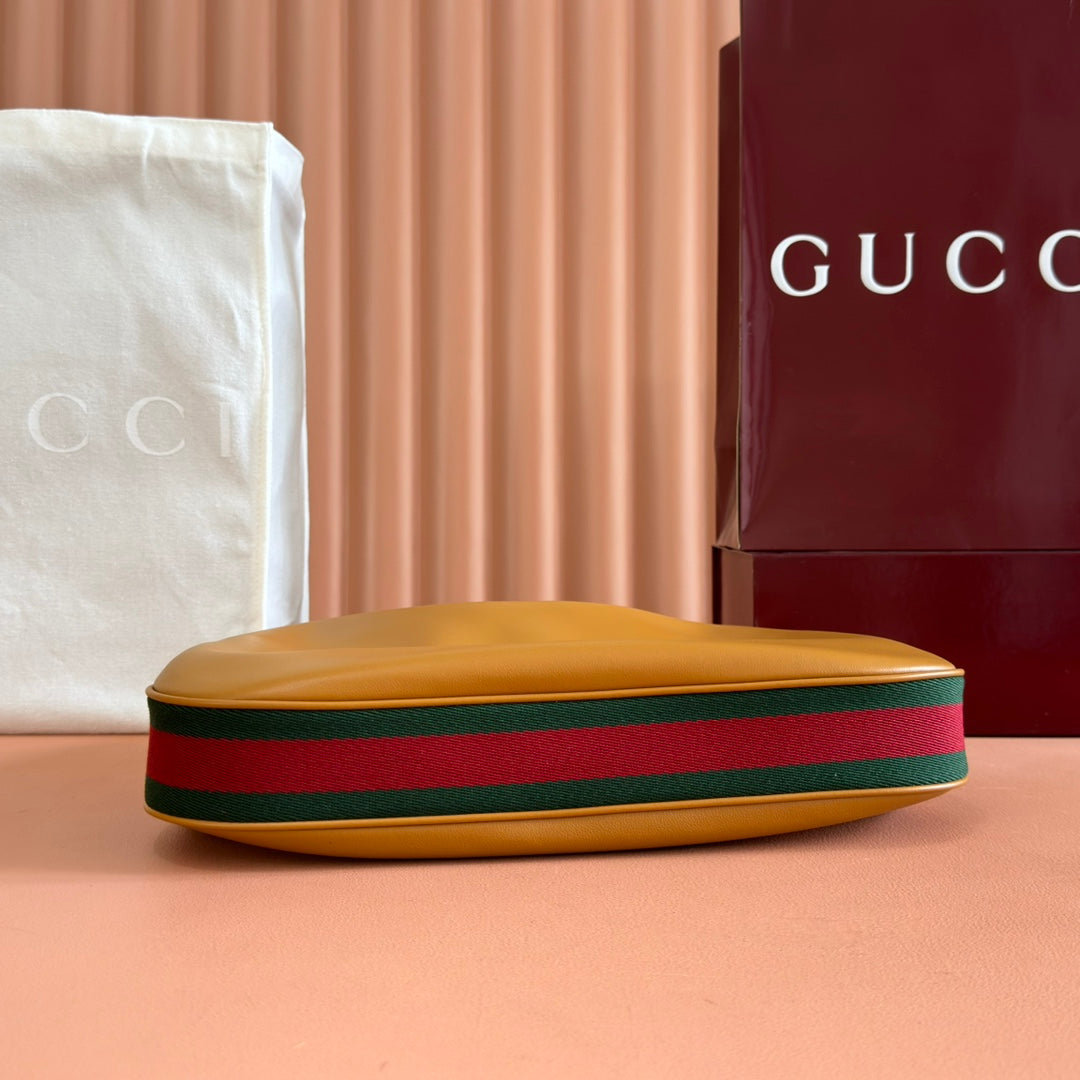 GG 2025 Attache Shoulder Bag 35cm Camel Calfskin Canvas 273672