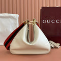 GG 2025 Attache Shoulder Bag 35cm White Calfskin Canvas 273671