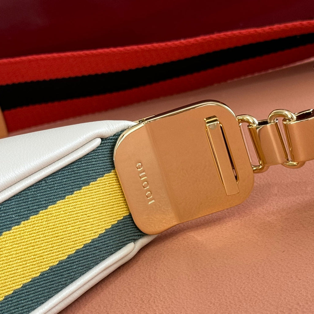 GG 2025 Attache Shoulder Bag 35cm White Calfskin Canvas 273671