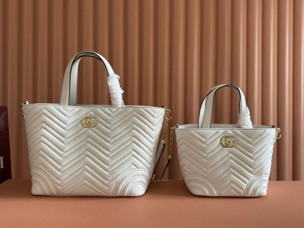 GG 2025 Marmont Tote Bag White Sheepskin