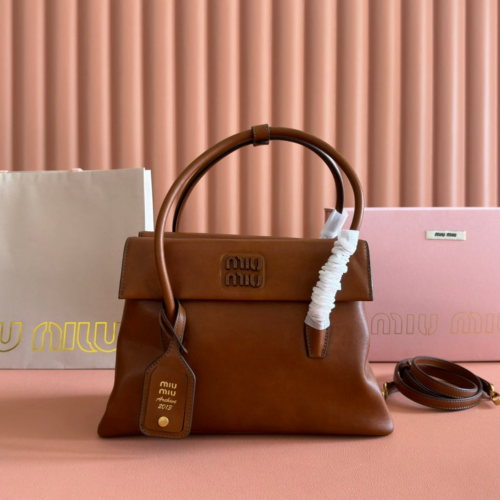 Miu Solitaire Bag 28 Brown Calfskin